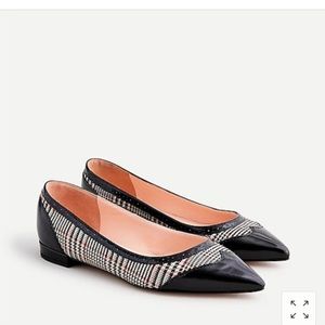 J.Crew Pointed Toe Leather Spectator Plaid Flats Sz 8.5